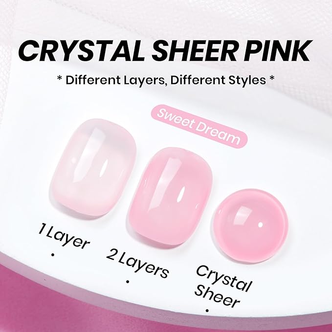 Beetles Pink Gel Nail Polish - 15ML Baby Pink Nude Gel Polish Nail Concealer Jelly Sheer Translucent Effect Soak Off UV French Nail Art Design Manicure Gift for Women