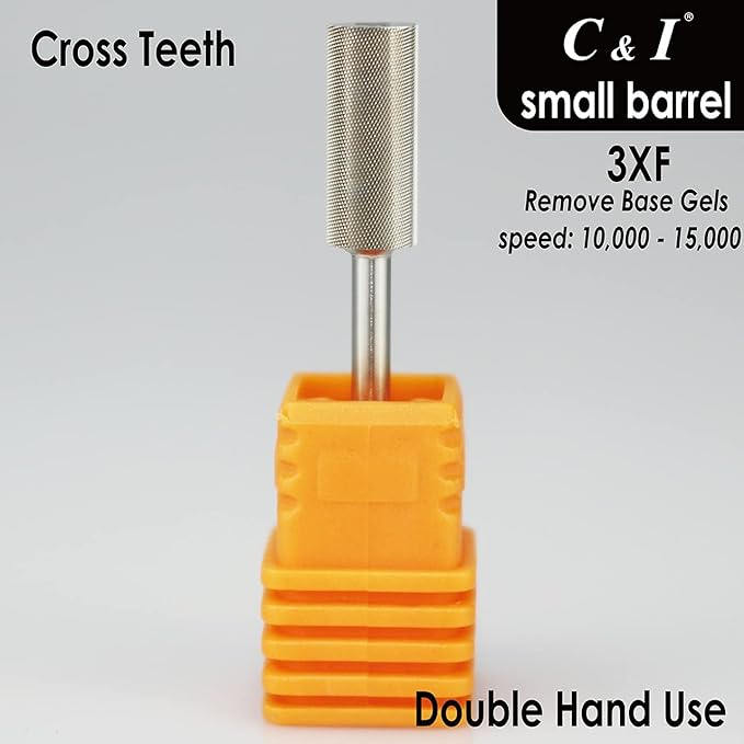 C & I Small Barrel Nail Drill Bits, Professional Electric File for Manicure Drill Machine, Nail Gels Remove, 3/32” (Triple Fine -3XF)