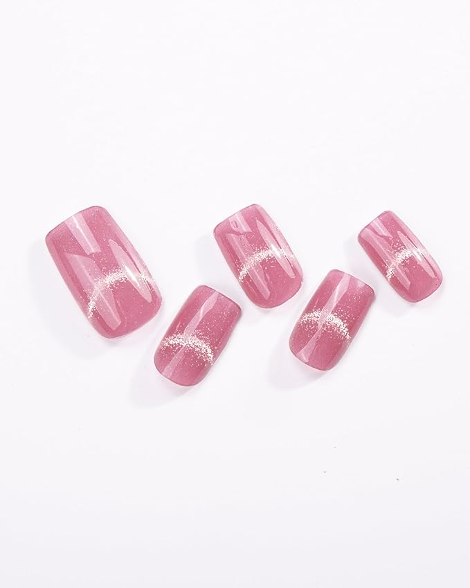 Cat Eye-Inspired 20pcs Semi Cured Gel Nail Strips - Salon-Grade DIY Wraps with Glaze Texture, Easy Application, UV Light Required for Stylish Nails