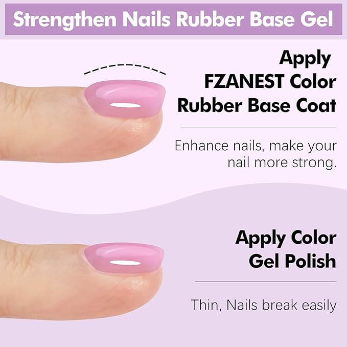 FZANEST Builder Gel Nail Kit, Milky White Sheer Jelly Nude Pink 6 Colors Rubber Base Builder Gel For Nails Strengthener Extension Gel Nail Art Salon Gift for Women