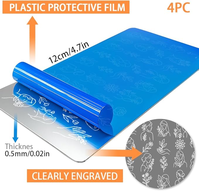 PH PandaHall 4pcs Abstract Face Nails Stamping Plate Flower Leaves Nail Design Stamper Female Figures Nail Art Template Geometric Patterns Nails Image Plates for Women DIY Manicure Salon Printing