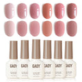 GAOY Pink Gel Nail Polish Set, 6 Colors Nude Jelly Pink, UV Light Cure Gel Polish for Nail Art DIY at Home