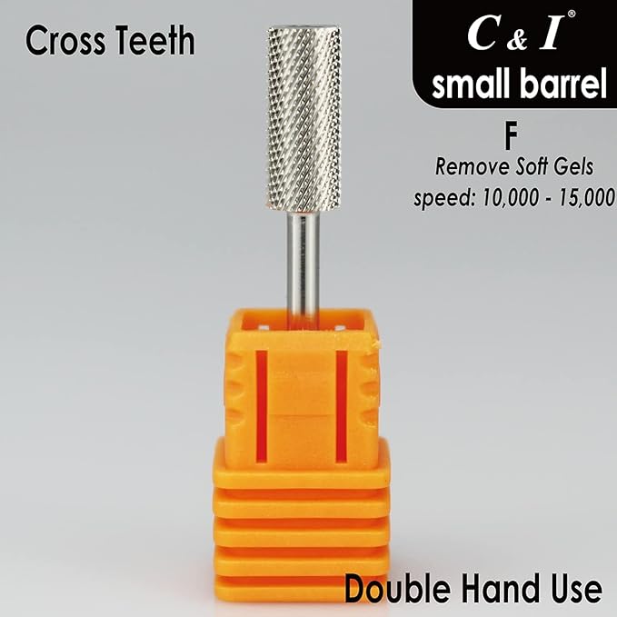 C & I Small Barrel Nail Drill Bits, Professional Electric File for Manicure Drill Machine, Nail Gels Remove, 3/32” (Fine -F)