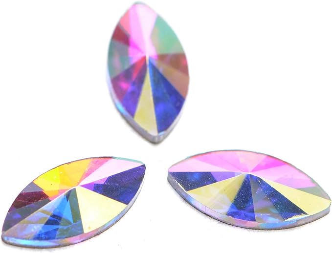 AD Beads Top Czech AB Crystal Flatback Rhinestone Nail Art Decoration Multi Shape (S05 Navette 3x6mm, 100 Pcs)