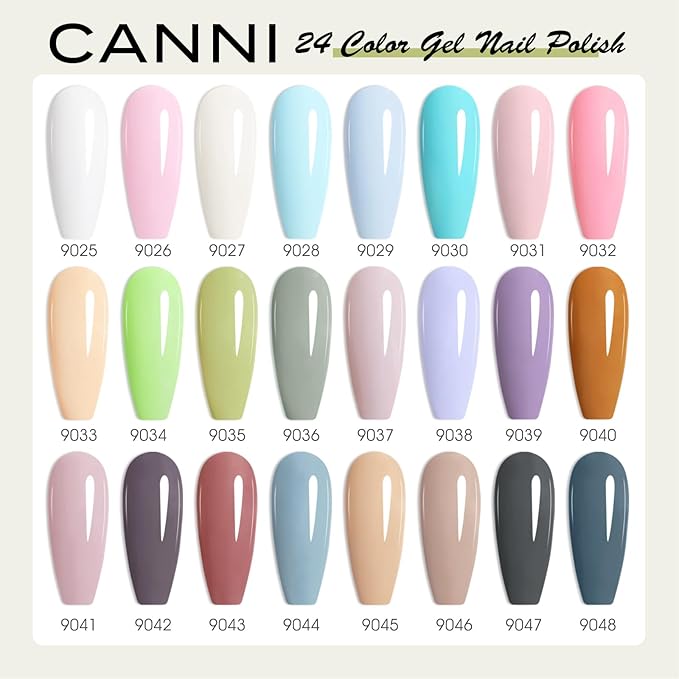 CANNI CC2 Gel Nail Polish Set, 30 Pcs 9ml White Pink Nude Blue Pastel Gel Polish Kit Soak Off LED Natural Nail Polish Set Nail Art Starter Manicure Salon DIY at Home