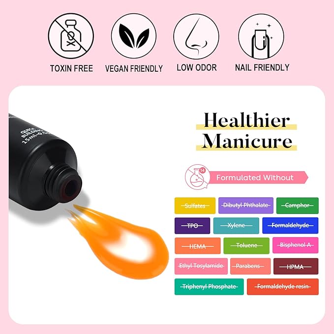 AIMEILI Poly Nail Extension Gel Orange Builder Nail Gel Hema Free Poly Nail Enhancement Nail Art Design DIY Salon Nail At Home Gift for Women Nail Gel - 043