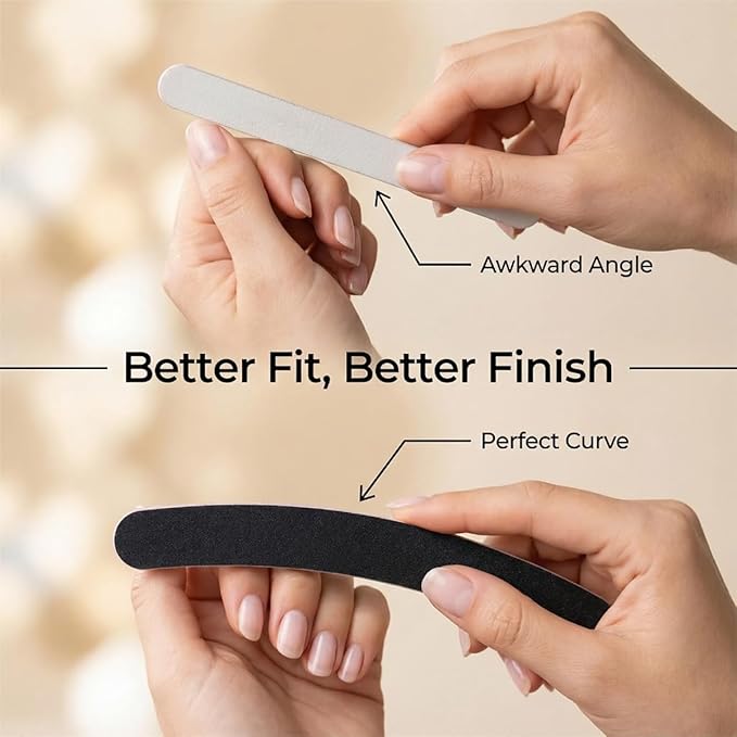 12PCS Black Banana Curved Double Sided Strip Grit Nail File Polish Emery Board Buffering Sanding Art Manicure Buffer Nail Art Tools