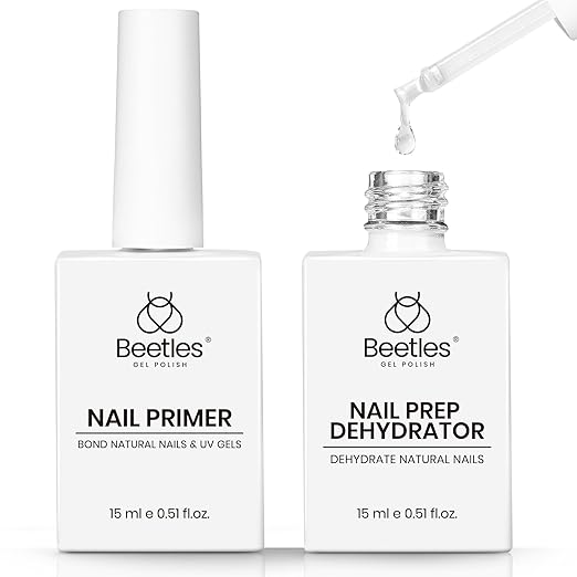 Beetles Nail Dehydrator and Primer - Acid-Free & Hema-Free 2Pcs 15ml Nail Bonding Agent for Gel Polish and Acrylic Nails, Long-Lasting No-Lift Prep for Salon & DIY Manicures
