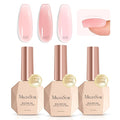 MelodySusie 3PCS 15ML Pink and Nude Pink Base Colors Builder Gel Set for Nails Thickening, Soak Off UV Extension Gel Rhinestone Glue in a Bottle for Nail Art Design Gift for Women DIY Manicure at Home
