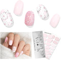 Semi Cured Gel Nail Strips with 30 Pieces - Salon Quality Manicure Kit for Women Easy Application Wraps Includes Prep Pads Nail File Wooden Stick, UV Light Required (Charming Daisy)