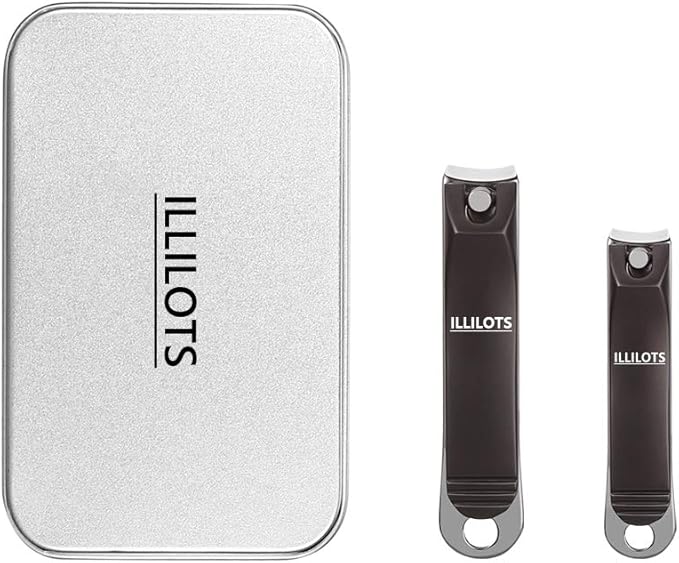 Nail Clippers Set with Build-in Nail File, Durable Sharp Zinc Alloy Fingernail Clipper and Toenail Clipper with Tin Case, Matte Gray