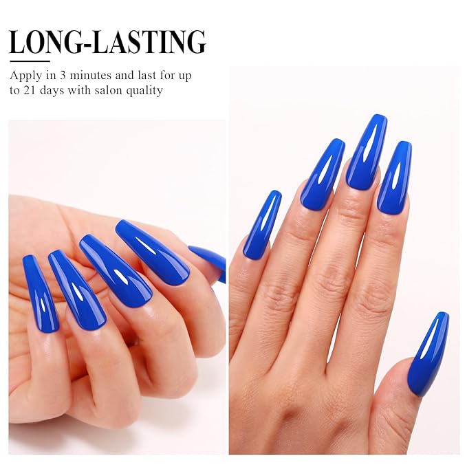Imtiti Blue Gel Nail Polish, 0.5 Fl Oz Deep Blue Gel Polish Soak Off LED UV Spring Summer DIY Nail Art Starter Manicure Salon