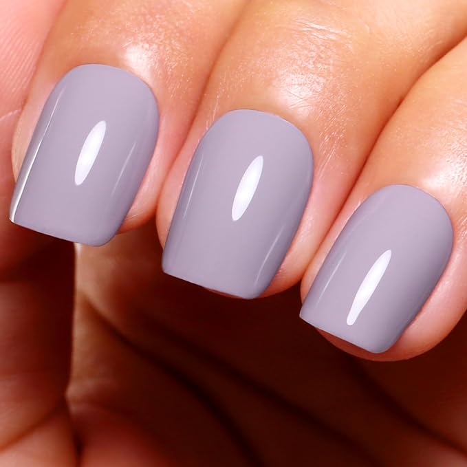 Gel Polish, 0.5 Fl Oz Light Gray Gel Nail Polish Autumn Winter Soak Off LED UV Purple Gray Gel Nail Polish Art Starter Manicure Salon DIY Nail Gel Polish