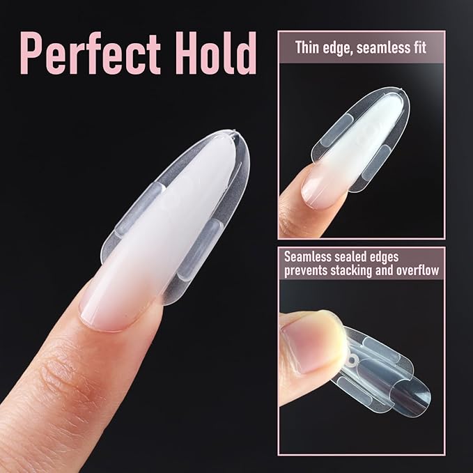Sandwich Dual Nail Forms, Almond Round Nail Extensions Nails Mold, No Paper Forms Needed, Quick Polygel Extensions Salon Nail Art Tools 15 Sizes 180pcs