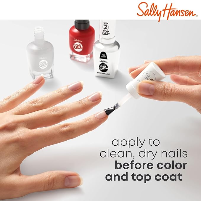 Sally Hansen Miracle Gel Nail Polish Color Grip Primer and Base Coat| Salon Quality, Gel-Like Formula, Two-Step System, No UV Light Needed, Long Lasting | Clear, Glossy