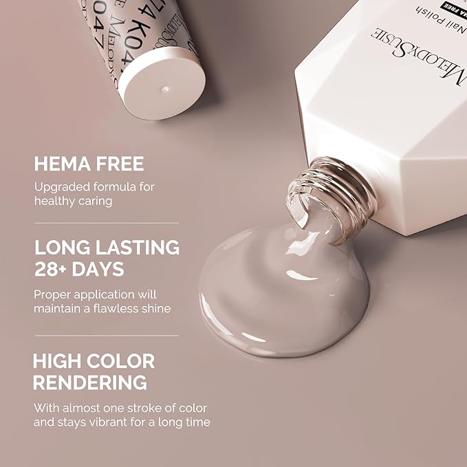 MelodySusie Hema Free Gel Nail Polish, 0.5 Fl Oz Thick Gray Nude Gel Polish, Non-Toxic, Long Lasting, Soak Off UV Nail Polish, Manicure Nail Design Salon DIY Nail Art at Home K0474
