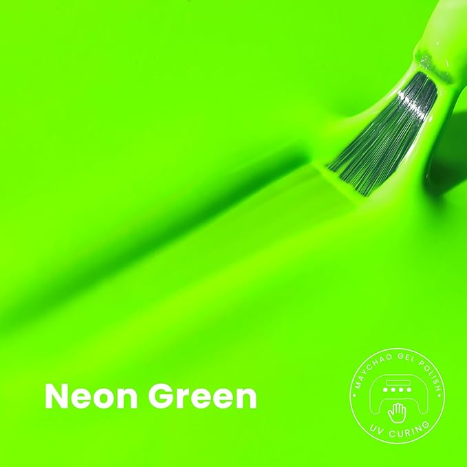 MAYCHAO 15ML Neon Green Gel Nail Polish 1Pc Bright Green Gel Polish Soak Off UV LED Nail Polish Nail Art Starter Manicure Salon DIY at Home, 0.5 OZ
