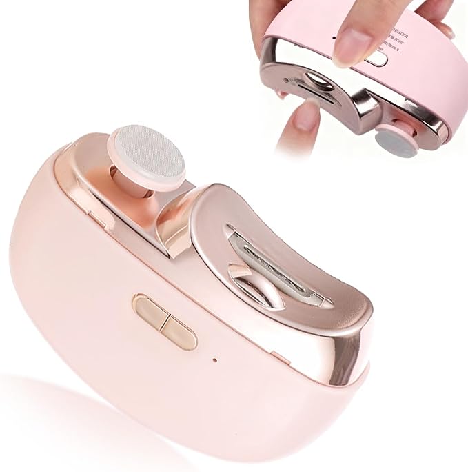 Valentines Day Gifts for Him & Her - Electric Nail Clipper for Seniors & Adults, Baby Smart Nail Clipper, 2-in-1 Automatic Nail Clipper with Light & Storage for Fingernail (Pink)