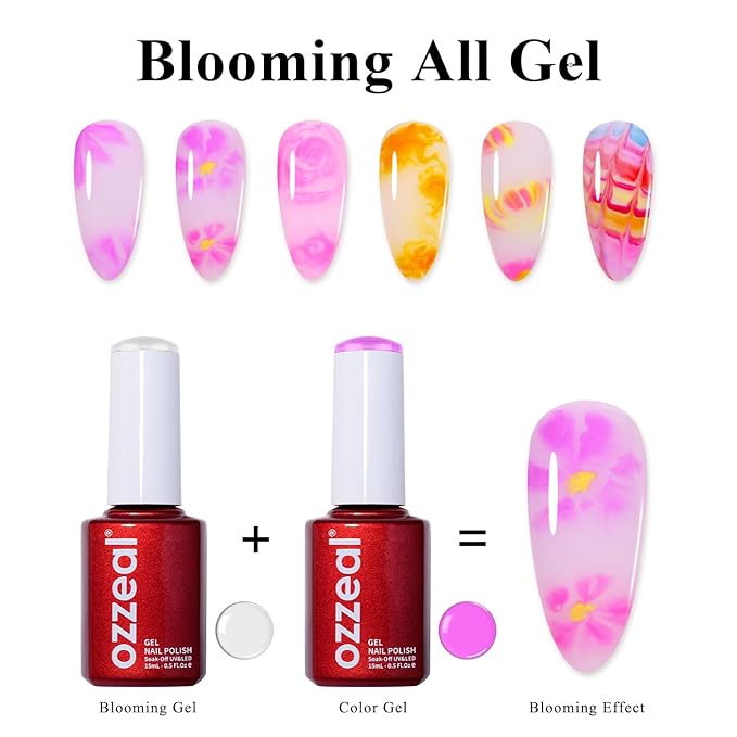 Blooming Gel, 15ML Clear Blooming Gel Nail Polish For Spreading Effect Marble Natural Stone Print Soak Off UV Led Blooming Nail Gel For DIY Color Flower Watercolor Magic Beauty