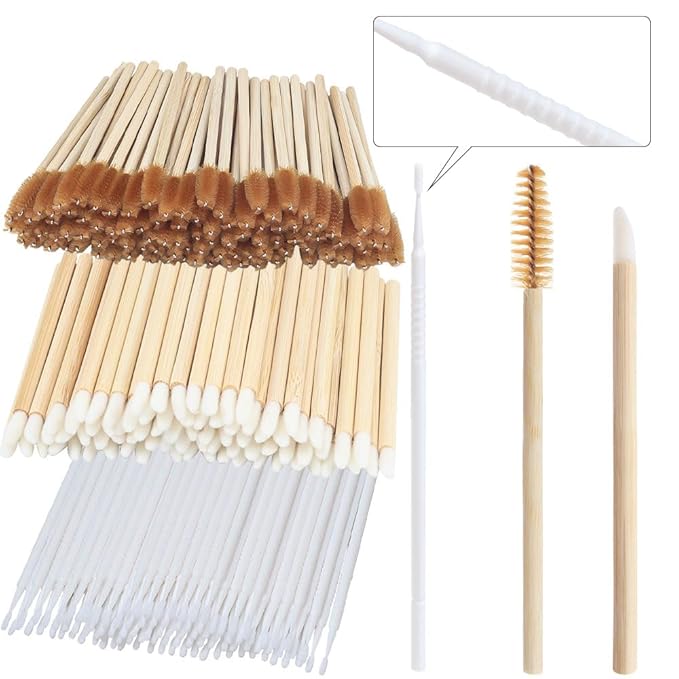 300 Pack Disposable Spoolies Brushes Sets Mascara Wand Lip Brushes Cotton Swab for Eyebrow Eyelash Extension Tattoo Lipstick Applicator