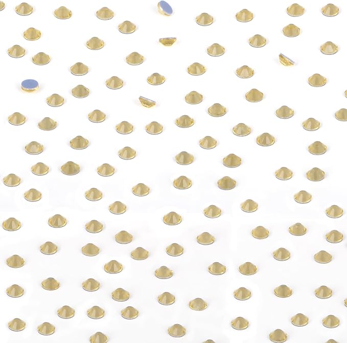 NCB 2880pcs Iron on Crystal Rhinestones Round Gems for Crafts Decoration DIY Jewelry Making (Light Yellow, SS16 3.8mm)