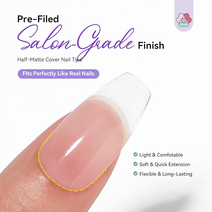SAVILAND Advanced Gel Nail Kit: Salon Grade Nail Kit with Portable Light Short Coffin Nail Tips 500 Pcs 12 Sizes 30 Days Long-Wear Nail Kit Acrylic Set with U V Nails Glue Nail Lamp Drill DIY At Home