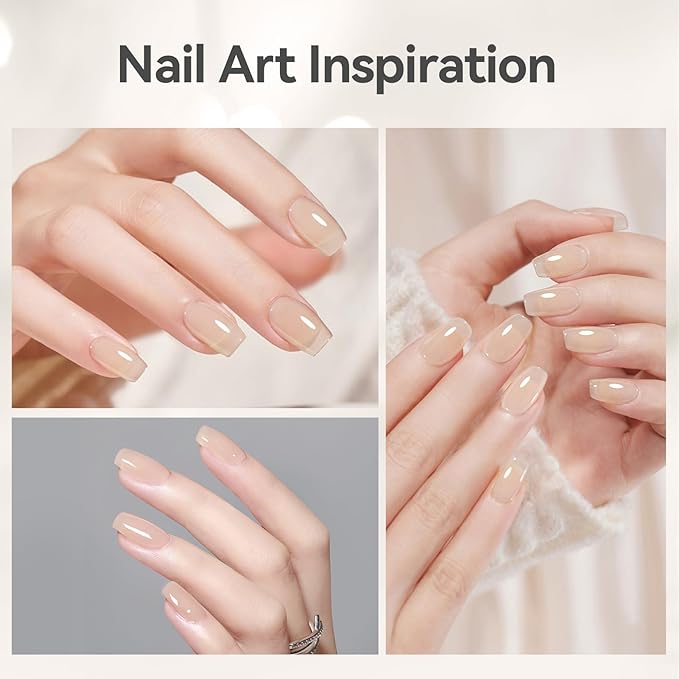 BORN PRETTY Builder Gel for Nails, 8-in-1 Extension Gel Strengthener Gel Hard Builder Nail Gel Base Top Gel, Natural Nude Gel Builder Rhinestone Nail Glue Gel in A Bottle 15ML