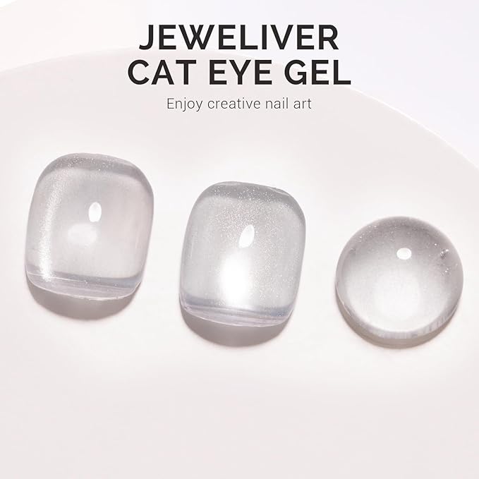 MelodySusie Jeweliver Cat Eye Gel Nail Polish, Bright Silver Glitter Holographic Magnetic Nail Polish with Magnet, 0.5 Fl Oz, UV Gel for Nail Art Manicure Salon DIY at Home G1081
