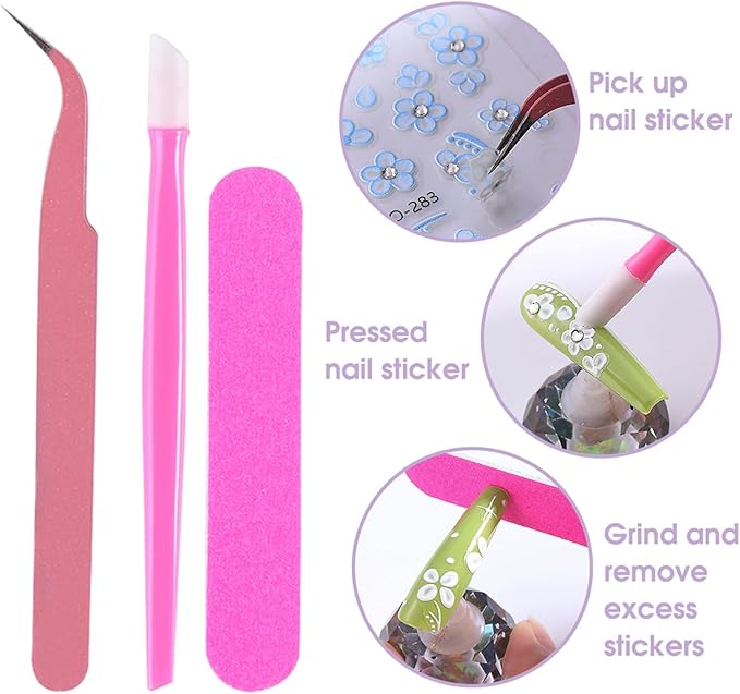 Holiday Nail Art Stickers Decals 30 Sheets 3D Seasonal Stickers for Nails with Tweezers Self-Adhesive Manicure Decoration Nail Supplies for Christmas Valentine Halloween St. Patrick's Day Easter