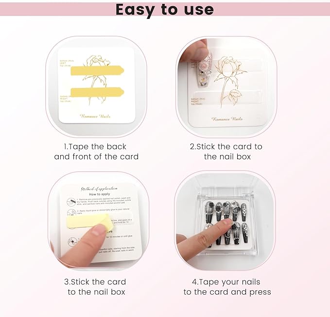 Daily Treasures 10Pcs Press on Nail Boxes, Double Layer Press on Nail Storage, Transparent Acrylic Press on Nail Case with Tape and Storage Bags for Fake Nail,Nail Display