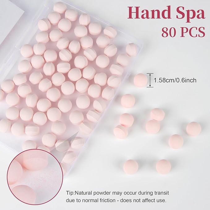 Manicure Spa Balls 8oz -Rose Soak Balls Moisturizing Tablets Cuticle Soften Bombas Efervescentes Para Pedicure Spa Nail Supplies Tools for Hand Soak Pedicure Soak Nail Care Nail Salon（80count）