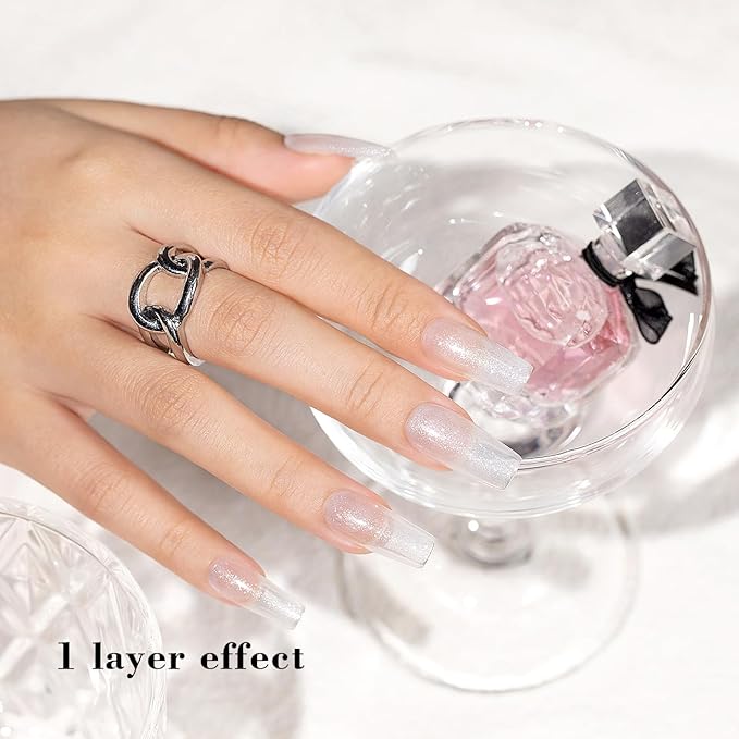 RARJSM Glitter Gel Nail Polish Nude Milky White Silver Shimmer Pigment Jelly Creamy White Yellow Gel Polish Neutral Color 15ml Sparkle Natural Color Soak off UV LED Cured for Home Salon DIY Nail Art