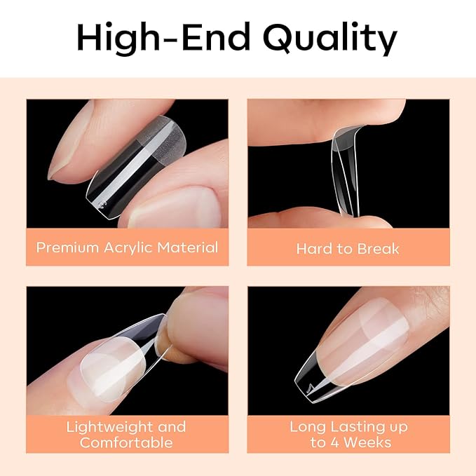Modelones Short Coffin Nail Tips - 510Pcs Fake Nails Gel Tips Half Matte Full Cover No Filed Stronger Press on for Manicure Extension Art DIY Salon 15 Sizes