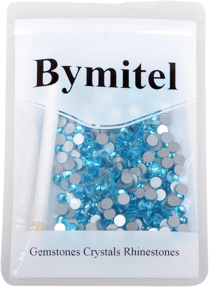 288PCS Art Nail Rhinestones Non Hotfix Glue Fix Round Crystals Glass Flatback for DIY Jewelry Making with one Picking Pen (ss30 288pcs, Blue Zircon)
