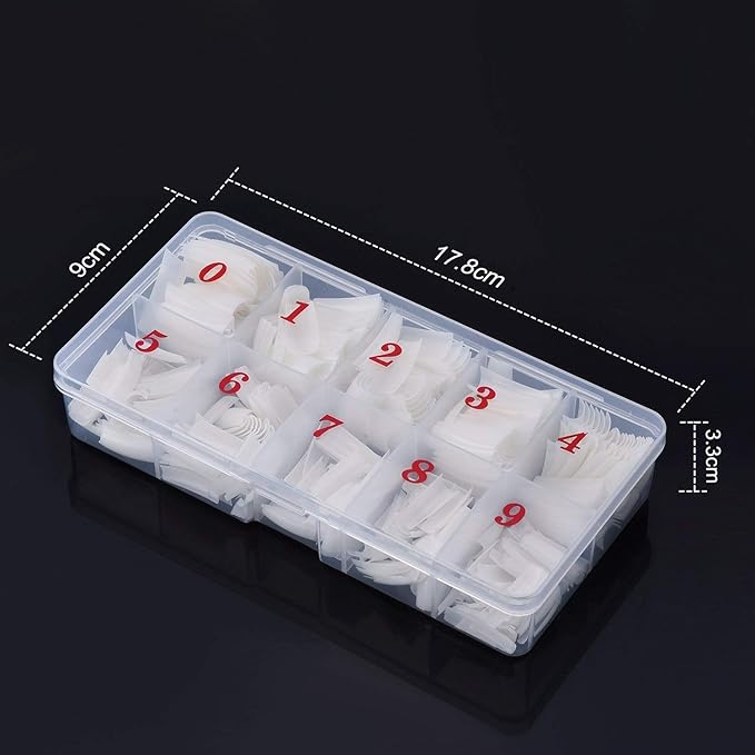 Acrylic Nail Tips Clear 500Pcs French Artificial False Tip for Manicure Nails Art Salons & Home DIY