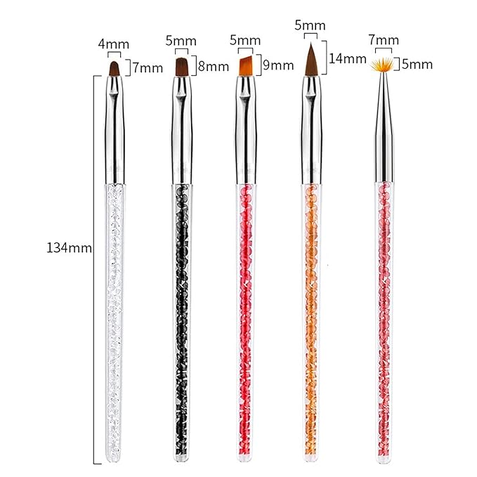 SILPECWEE 10pcs Nail Art Brush Set - Dotting Tools, Liner, Ombre, Clean Up, Design & Acrylic Manicure Brushes for Nail Art & Painting Kit