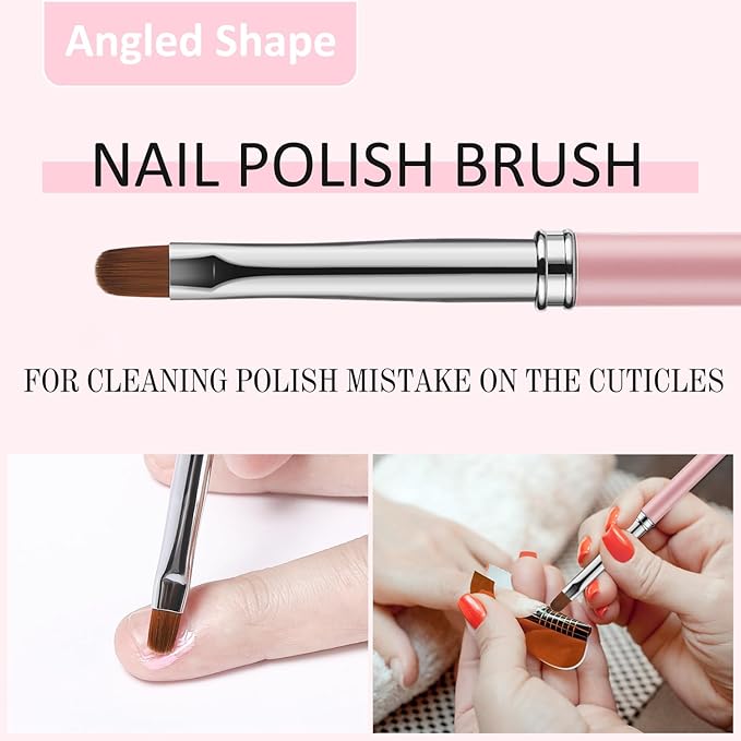 JASSINS Nail Clean Up Brushes,4PCS Gel Polish Nail Brushes Manicure Tools,For Nail Art Design Pen Painting DIY and Cleaning Nail Polish Mistakes on the Cuticles (PINK)