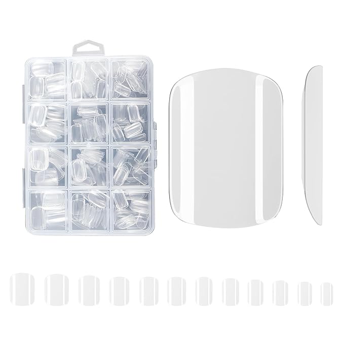 Lsnisni Fake Nail Tips, 288PC Gel Acrylic Nail Tips,Clear Short Square Press On Nails，Nail Supplies Suitable for Women or Girls to DIY Nails 12 Sizes For Your Choice!