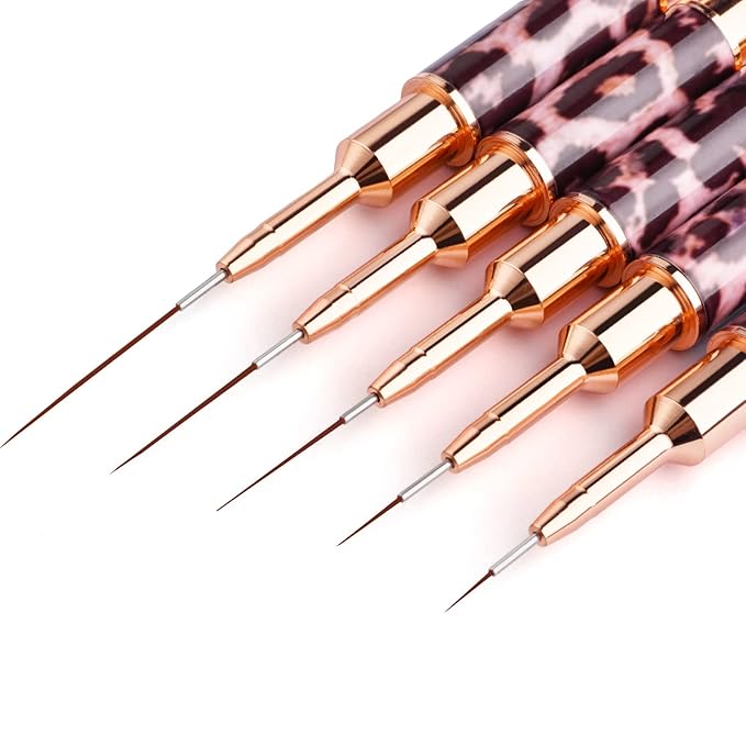Nail Art Brushes - Double-Ended Nail Art Liner Brushes 10 Heads Striping Liner Brush Set Nail Design Brushes for Elongated Long Lines, Thin Details, Fine Drawing Nail Brushes for Nail Art, Striper Brushes Lengths 5/7/9/11/14/15/17/20/22/25mm