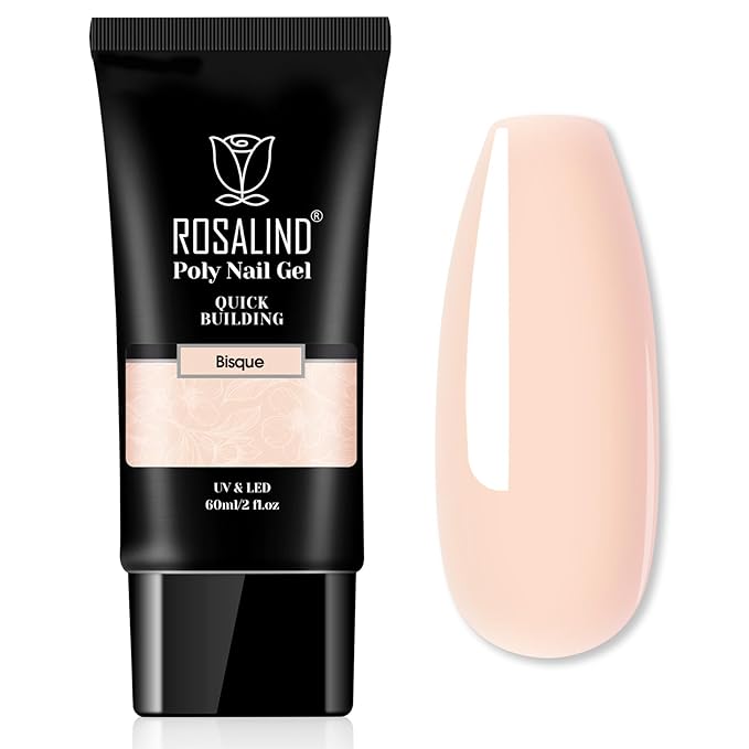 ROSALIND Nude Poly Extension Gel, 60ml Hot Poly Nail Gel for Nail Art Decoration,Builder Nude Gel Nails Thickening Extension Easy to DIY Use at Home Need UV Lamp