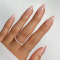 Glamnetic Press On Nails - Sugar Glazed | Medium Oval Fake Nails with a Sheer Nude Base, Mini White Polka Dots & Glazed Finish, Salon Quality Everyday Nails | 15 Sizes - 30 Nail Kit with Glue