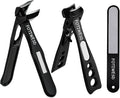 Nail Clippers for Seniors, Wide Jaw Fingernail Clippers and Angled Head Toenail Clippers for Thick Nail, Professional German Nail Clippers for Men, Women & Pregnant (Black 3)