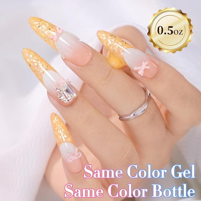Double Rhythm 0.5Oz Glitter Gel Polish Same Color Same Bollte Shimmer Reflective Color for Nail Art Salon DIY Soak Off 15ml Nail Lamp Gel Polish at Home (Candy Orange-B1200)