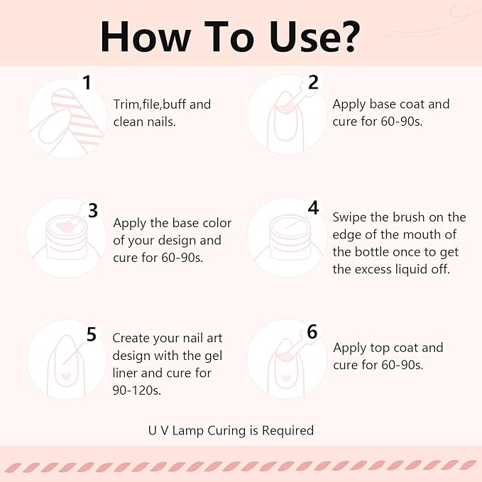JODSONE Nude Swirl Nail Art Liner Gel Polish,10ml Classic Color 3D Nail Art Pens Effect Nail Print Design with Thin Brush for French Tips Manicure Painting DIY at Home - LB04