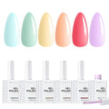 Makartt Pastel Gel Nail Polish Set: 6 Colors Spring Summer Collection Nail Polish Kit 15ML One N'Done Baby Blue Green Yellow Purple Red Soak Off UV LED Nail Art Manicure Gift for Women