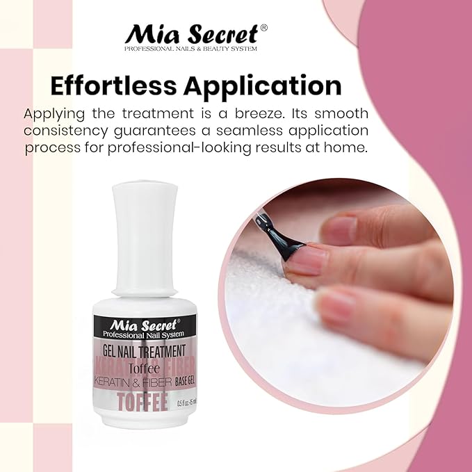 Mia Secret Professional Toffee Scented Gel Nail Treatment Keratin Base & Top Gel 0.5 FLoz