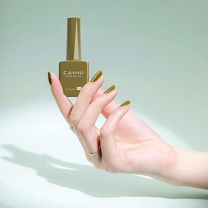 CANNI Olive Green Gel Nail Polish, 1Pcs Pastel Lime Sage Light Green Gel Polish Bringt Mint Color High Gloss Soak Off U V French Nail Manicure Salon DIY