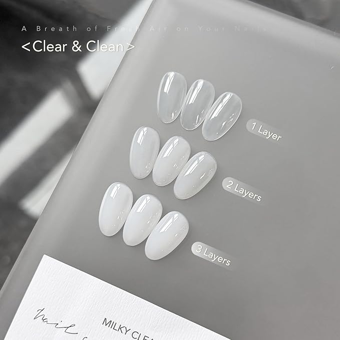 GAOY Jelly White Gel Nail Polish, 16ml Sheer Natural Base Color Soak Off Gel Polish, UV Light Cure for Nail Art DIY at Home, 4395 Milky Clear
