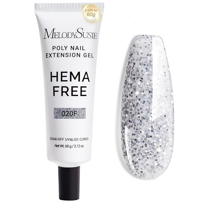 MelodySusie Poly Nail Extension Gel 60g Hema Free Soak Off UV Lamp Cured Nail Thickening Nail Art Design Manicure Gift for Women 020F