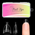 Ranrose Short Almond Nail Tips 240PCS Half Matte Soft Gel Nail Tips 12 Sizes Short Almond Half Cover False Nails with Handles for Press on Nails Extension Art Home & DIY Nail Salon with Box